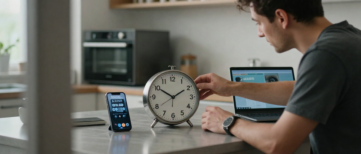 Réglage montre vintage et smartphone