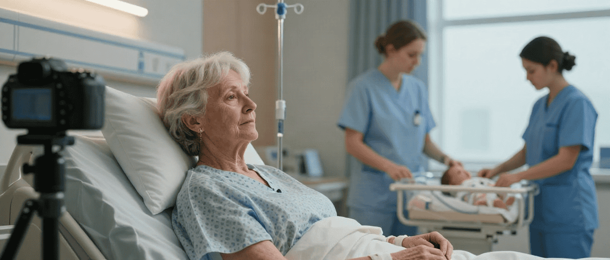 Mère âgée en salle d'hôpital
