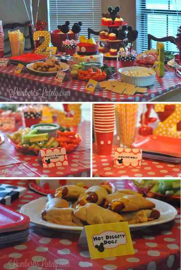 Mickey Mouse Clubhouse Birthday Party Food Table (Menu Included) || Printable Food Labels Free