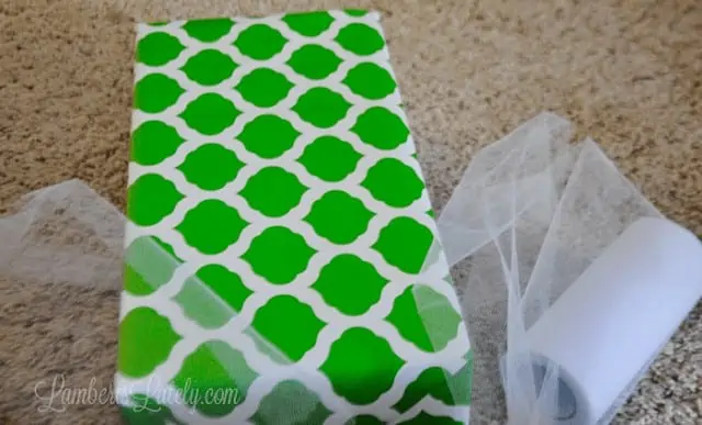 wrapped present and 6" tulle ribbon