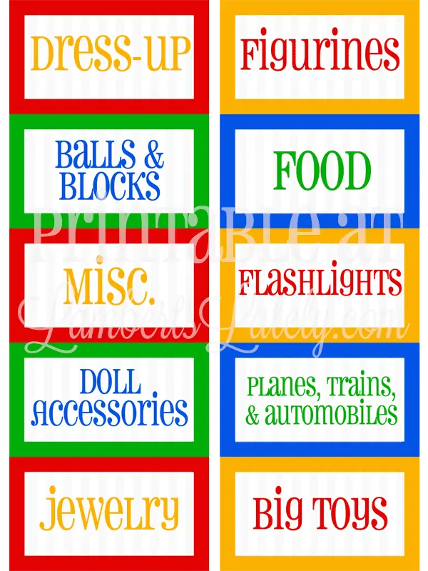 screenshot of playroom bin label printables.