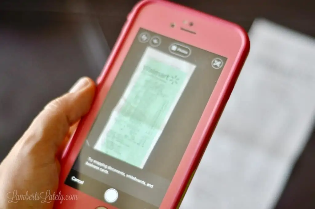 iPhone taking a screen capture pdf of a receipt.