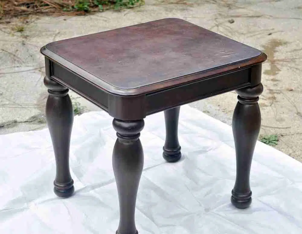 wood table before painting.