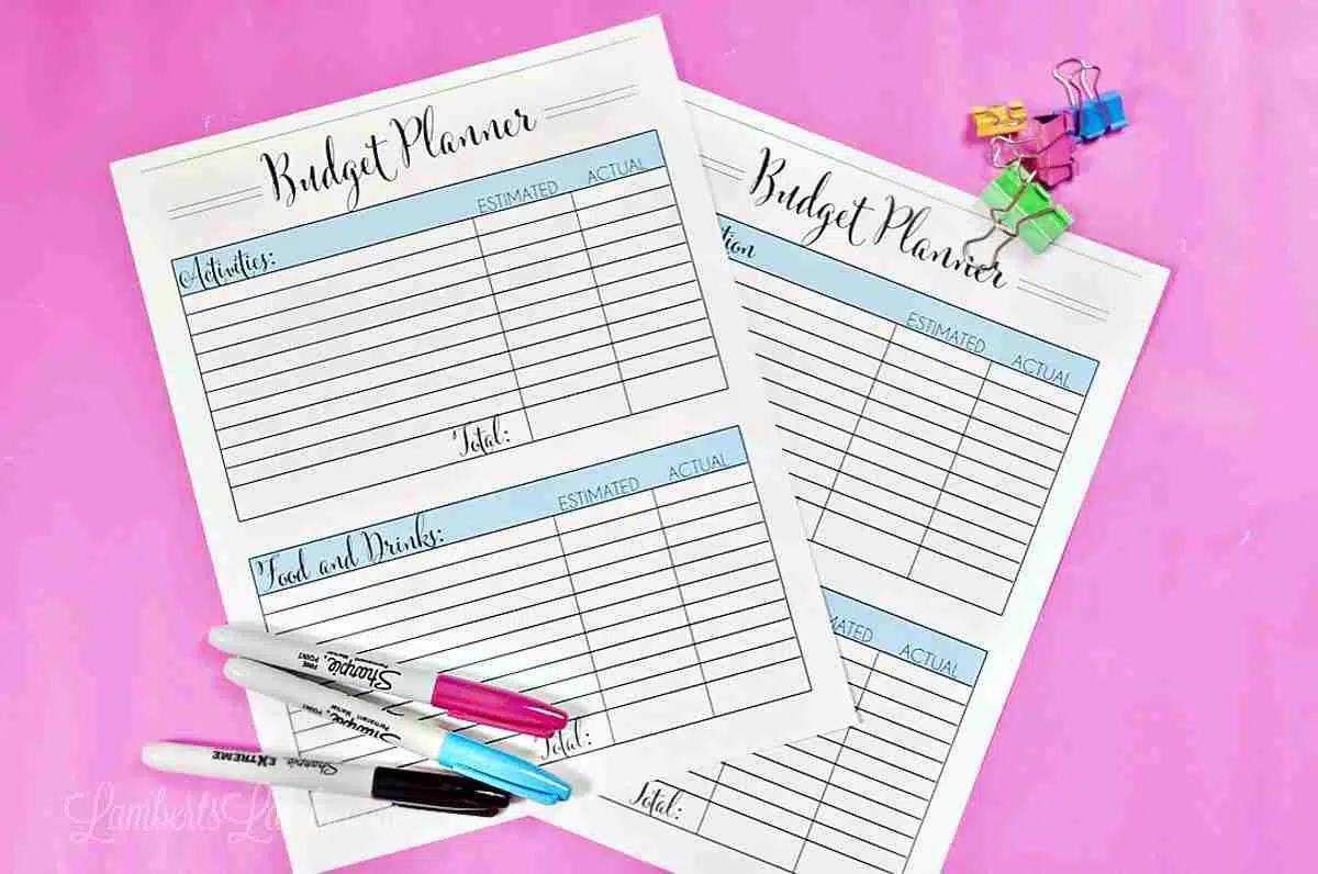 free vacation budget planner printable.