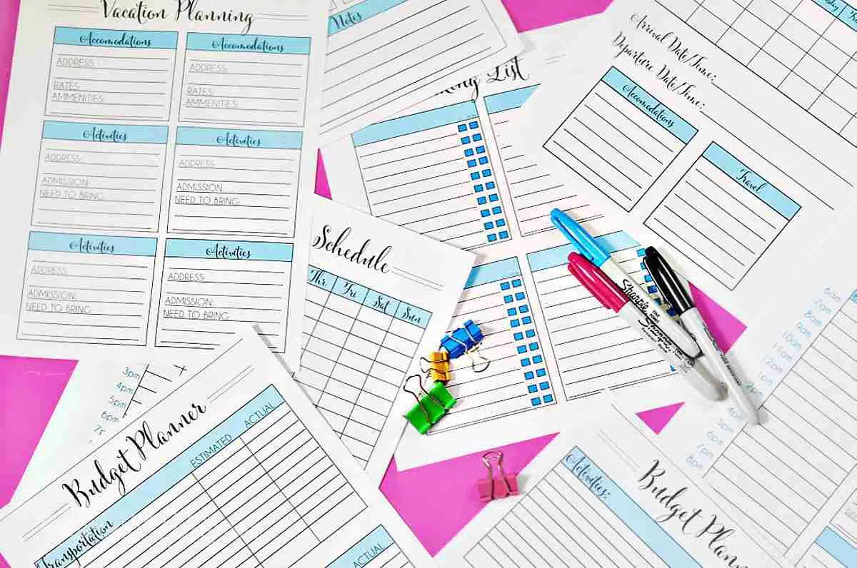 free vacation planner template printable.