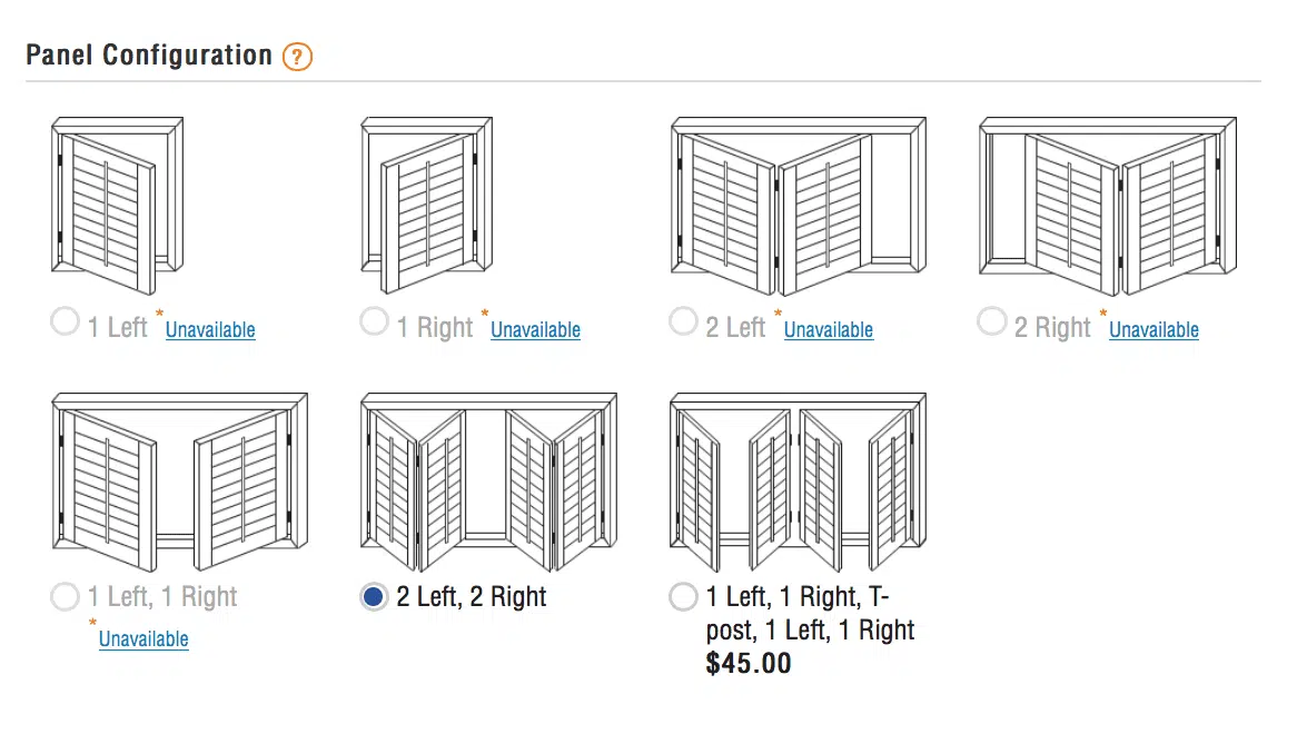 screenshot of selecting panel configuration.