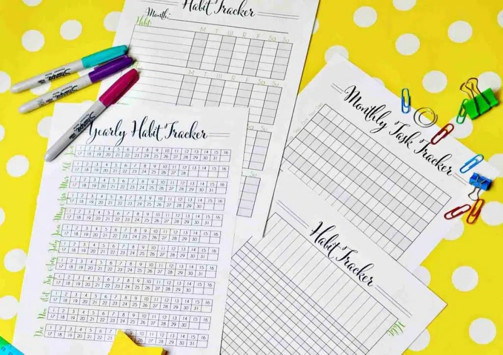 habit tracking printables