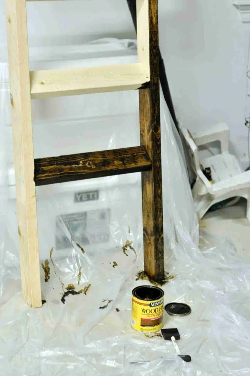 blanket ladder half stained.