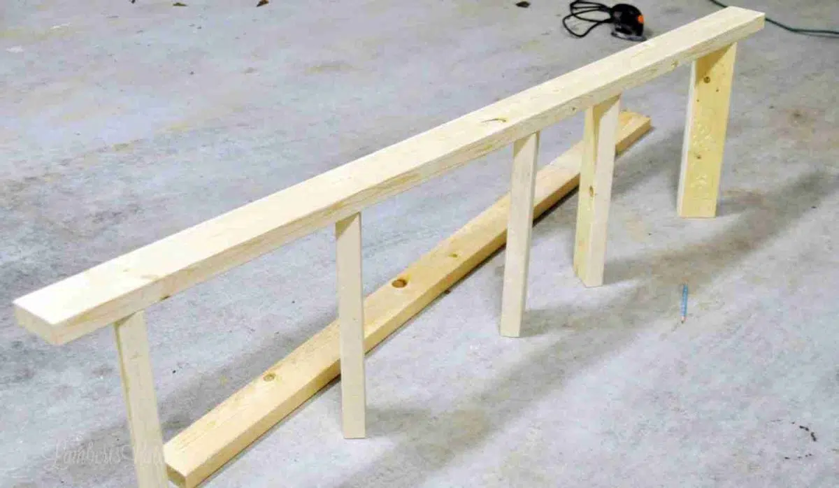 wood ladder formatting before screwing rungs in.