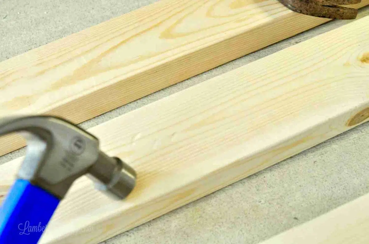 hammering into wood on a 2x4.