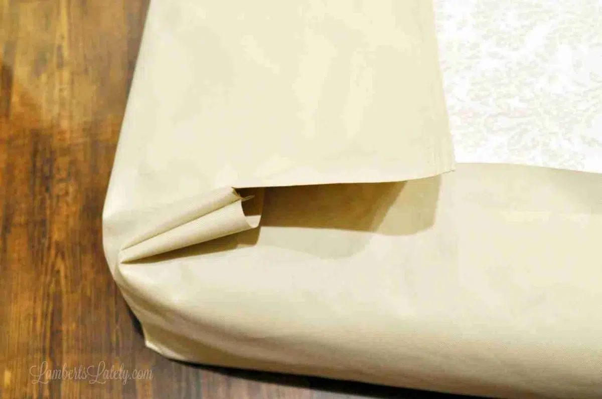 corner of outdoor fabric folded together.