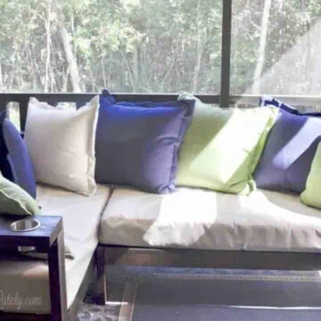Yes, you can build furniture too! This DIY outdoor sectional sofa uses 2x4s and crib mattress as cushions to create a timeless and functional piece.