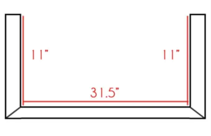layout diagram of crown molding on shelf.