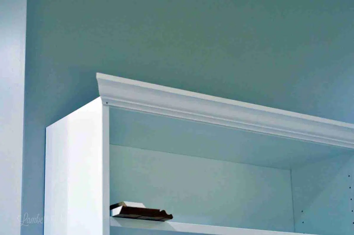 front piece of crown molding nailed in.