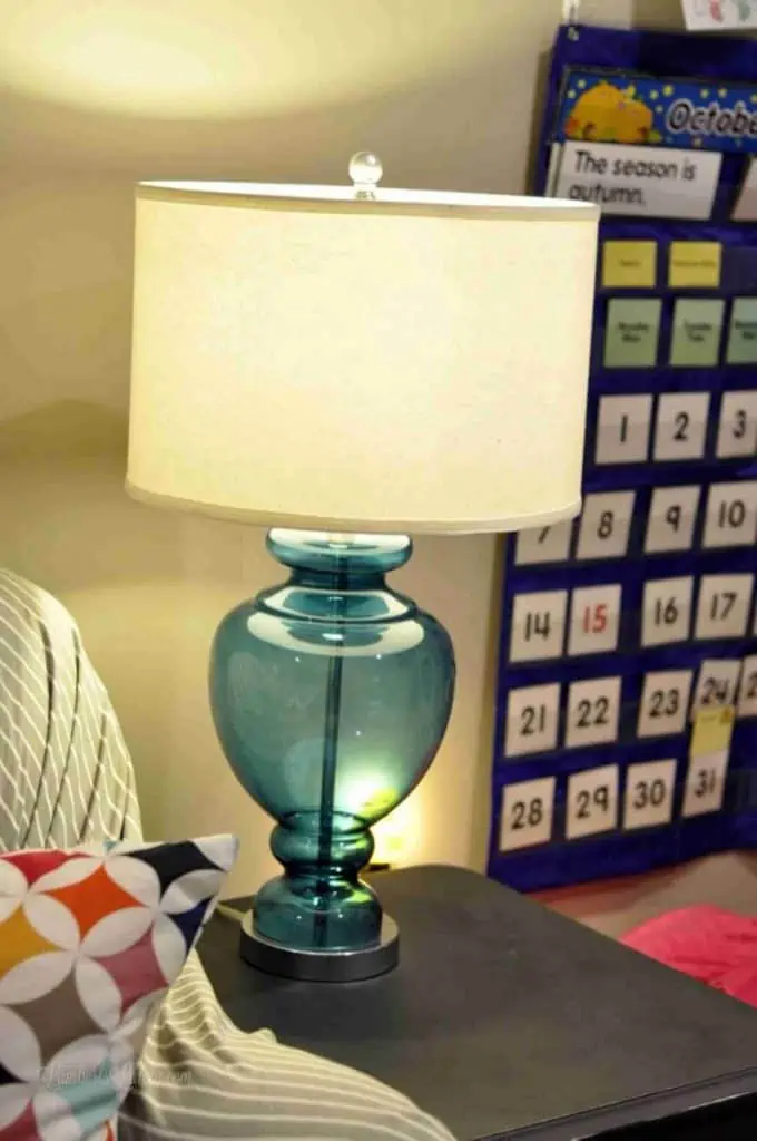 blue lamp in a playroom.