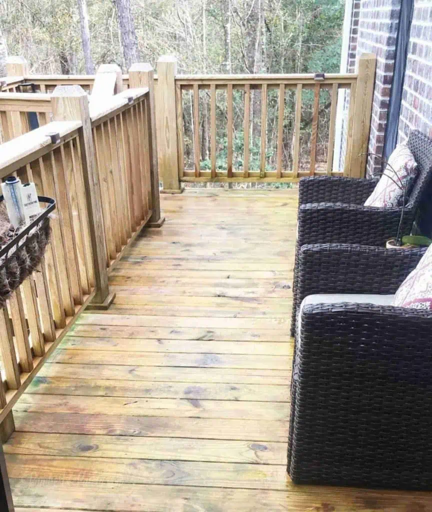 deck after spraying with water.