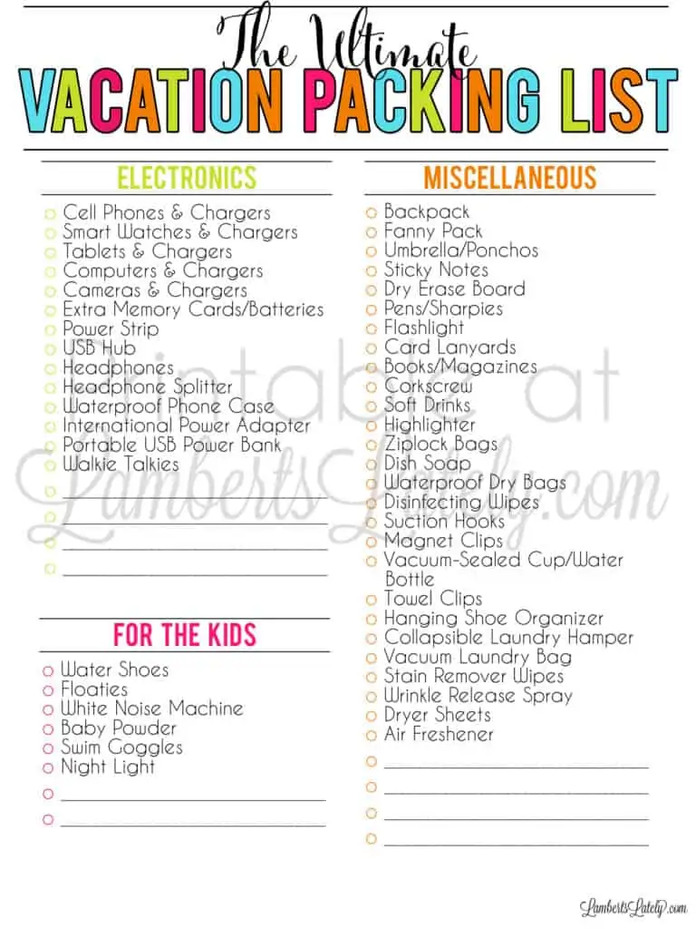 cruise packing list.