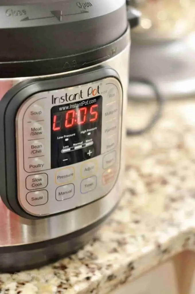 front of an instant pot with timer running.