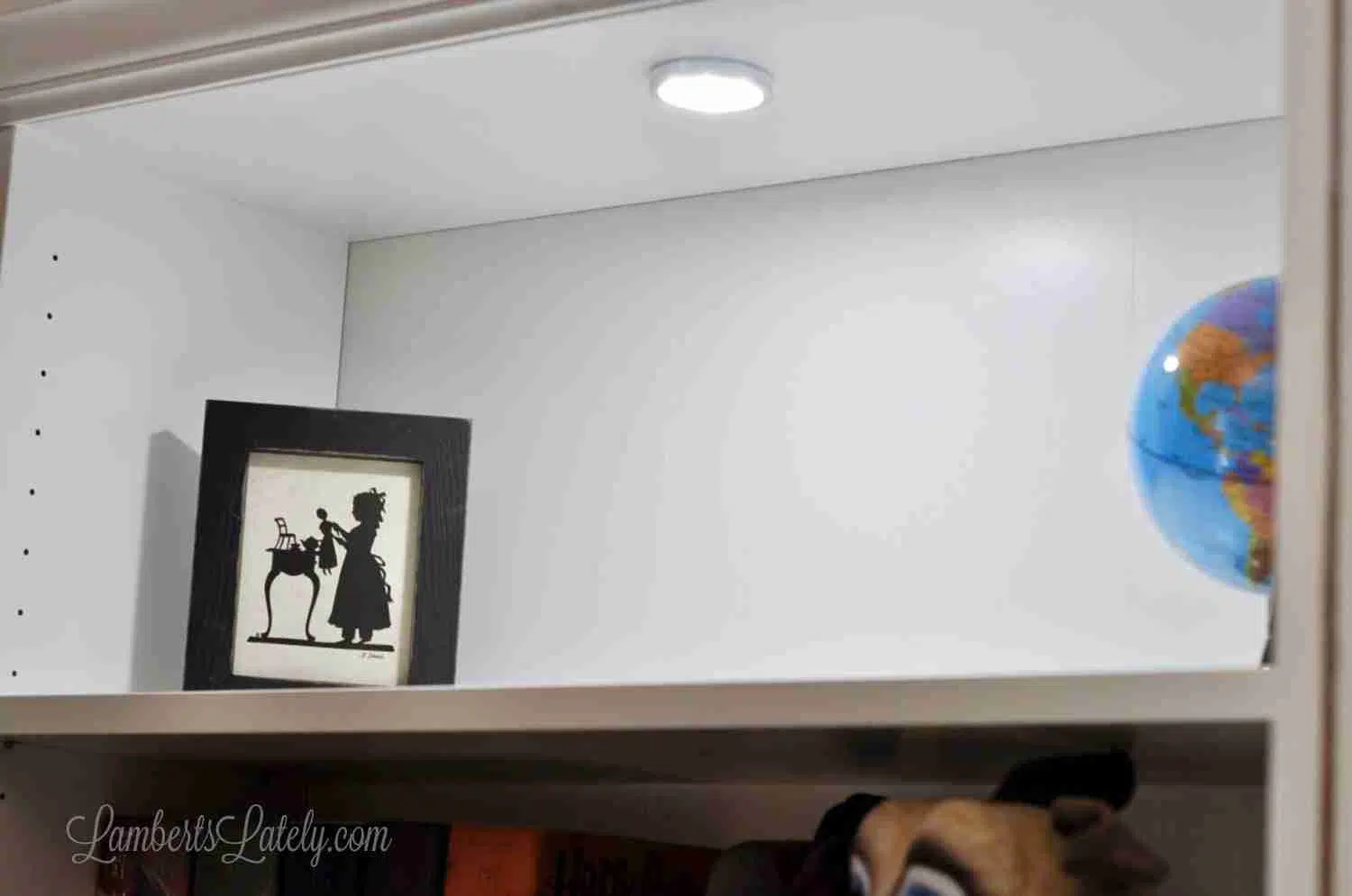 light in a white shelf