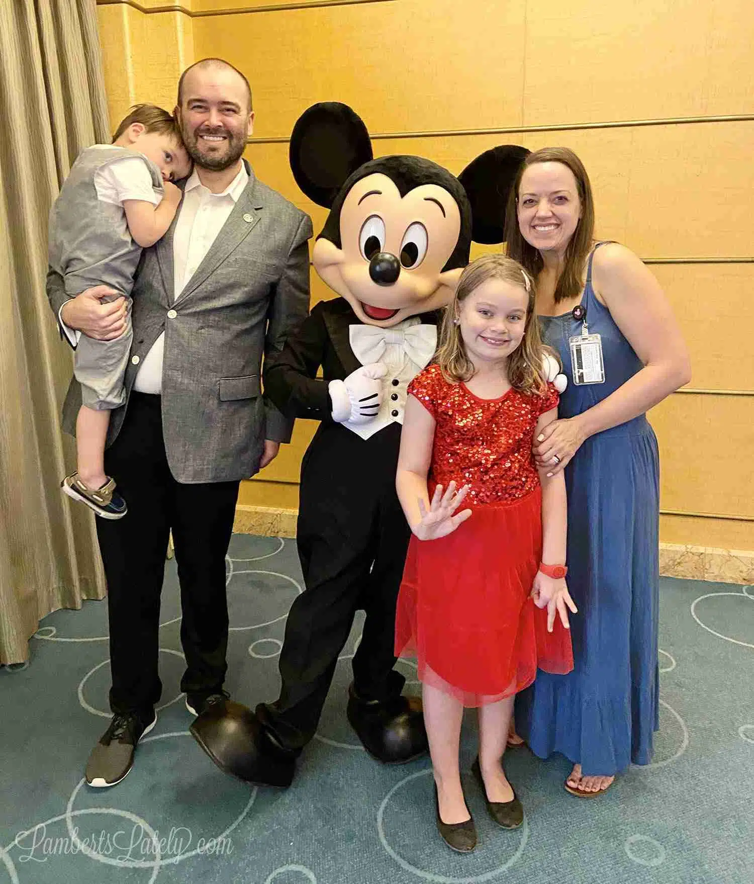 Family with mickey on disney cruise.