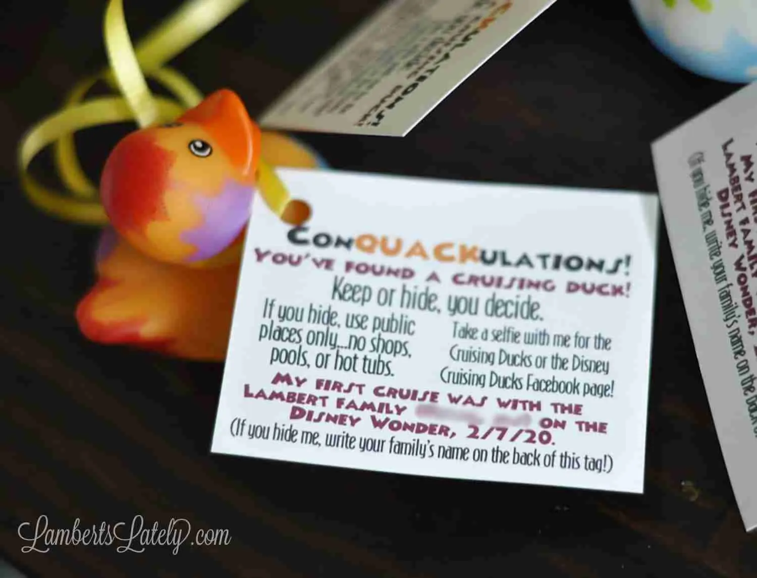 cruise duck tag.