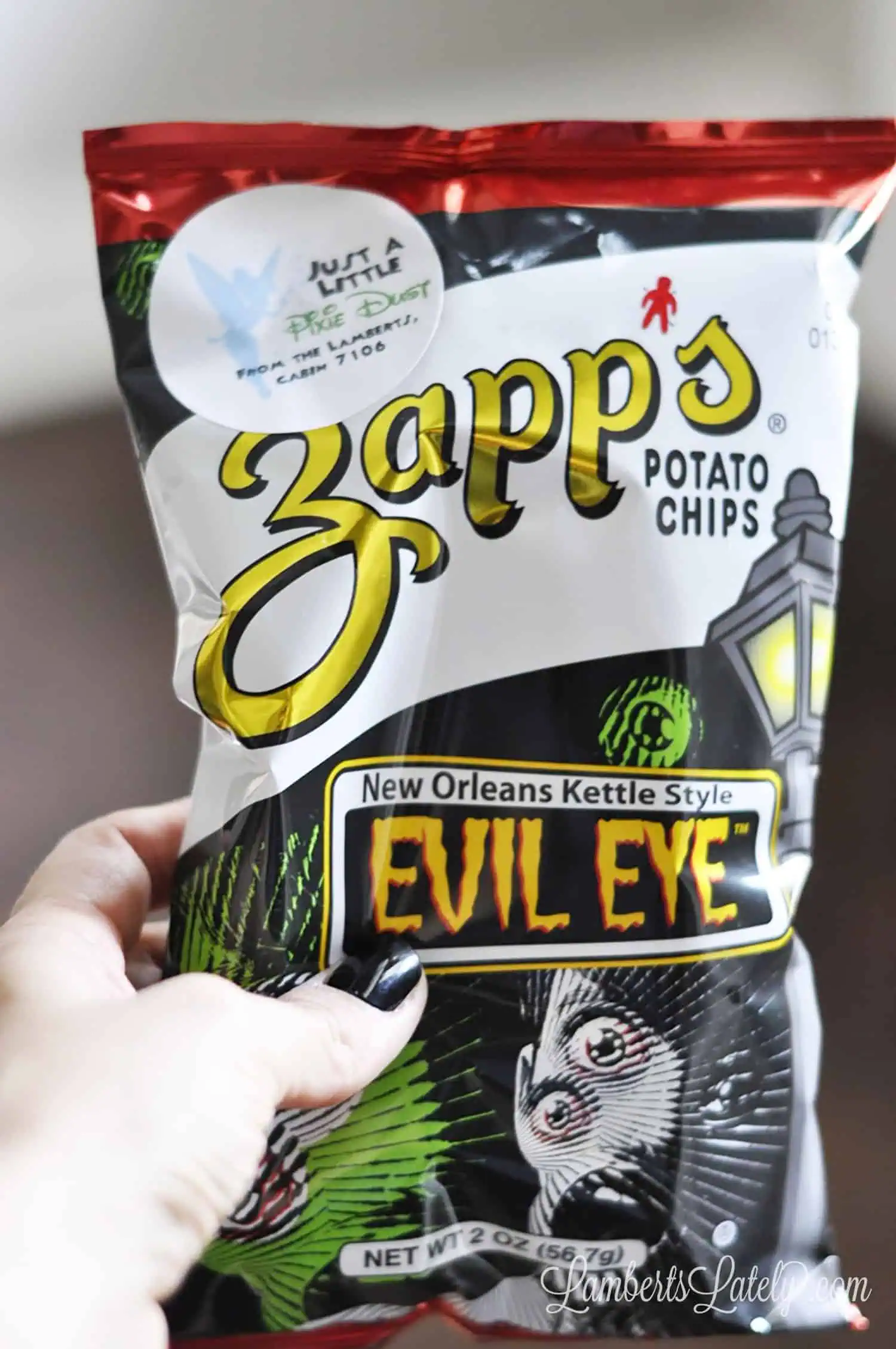 bag of zapp's chips with a pixie dust sticker.