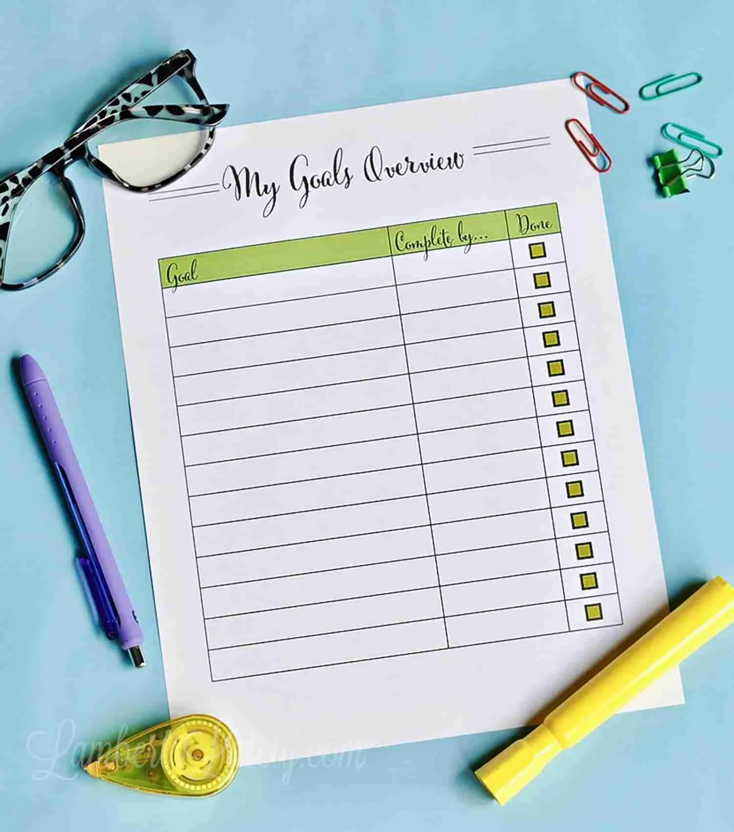 goal setting worksheet free printable