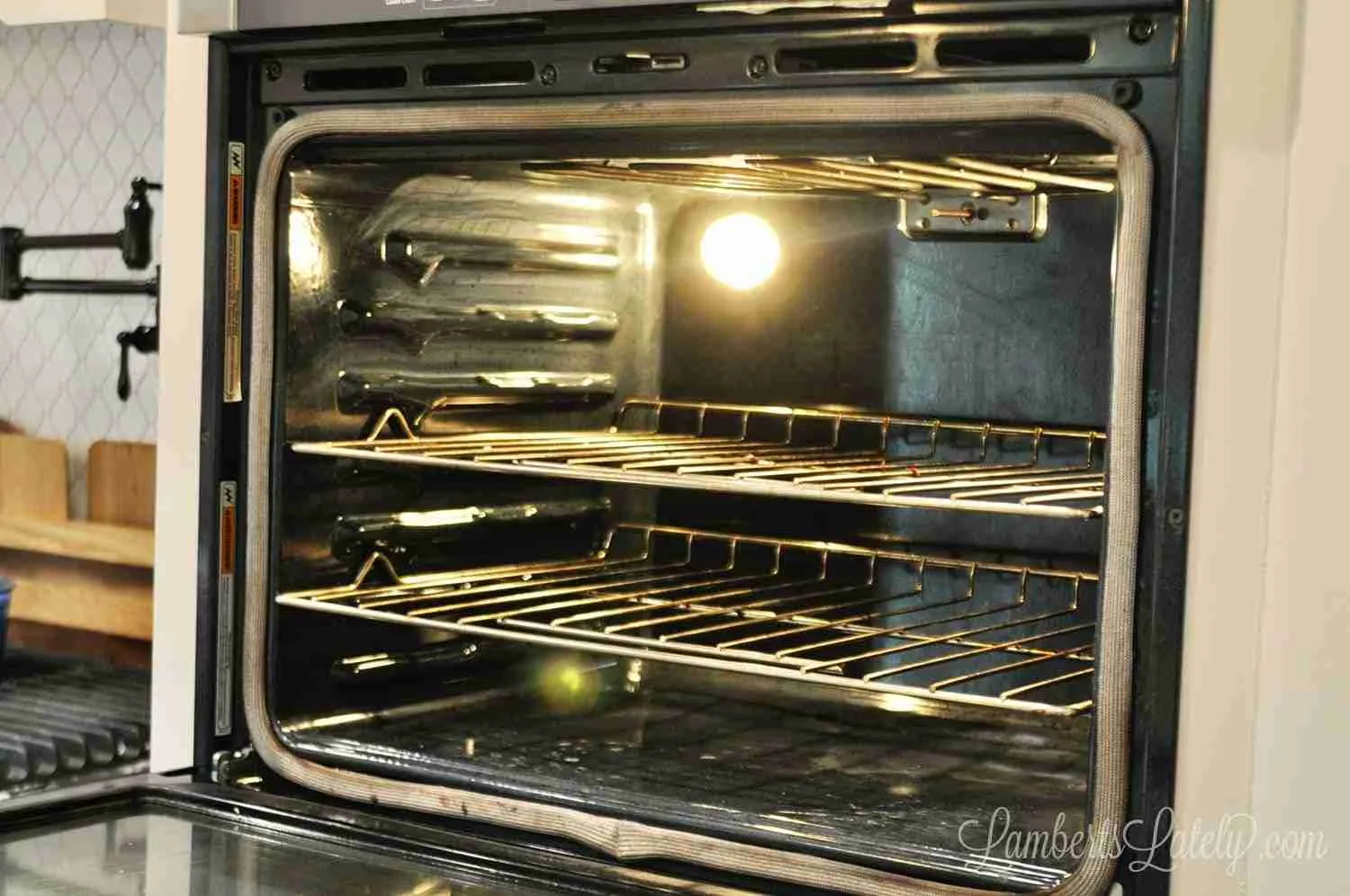 dirty oven with the door open