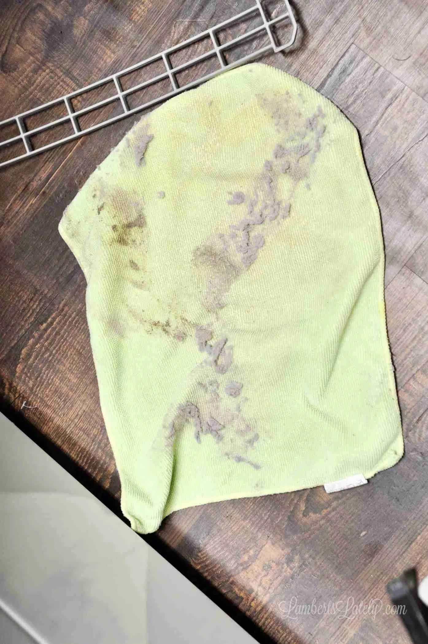 lint on a towel after cleaning dryer vent