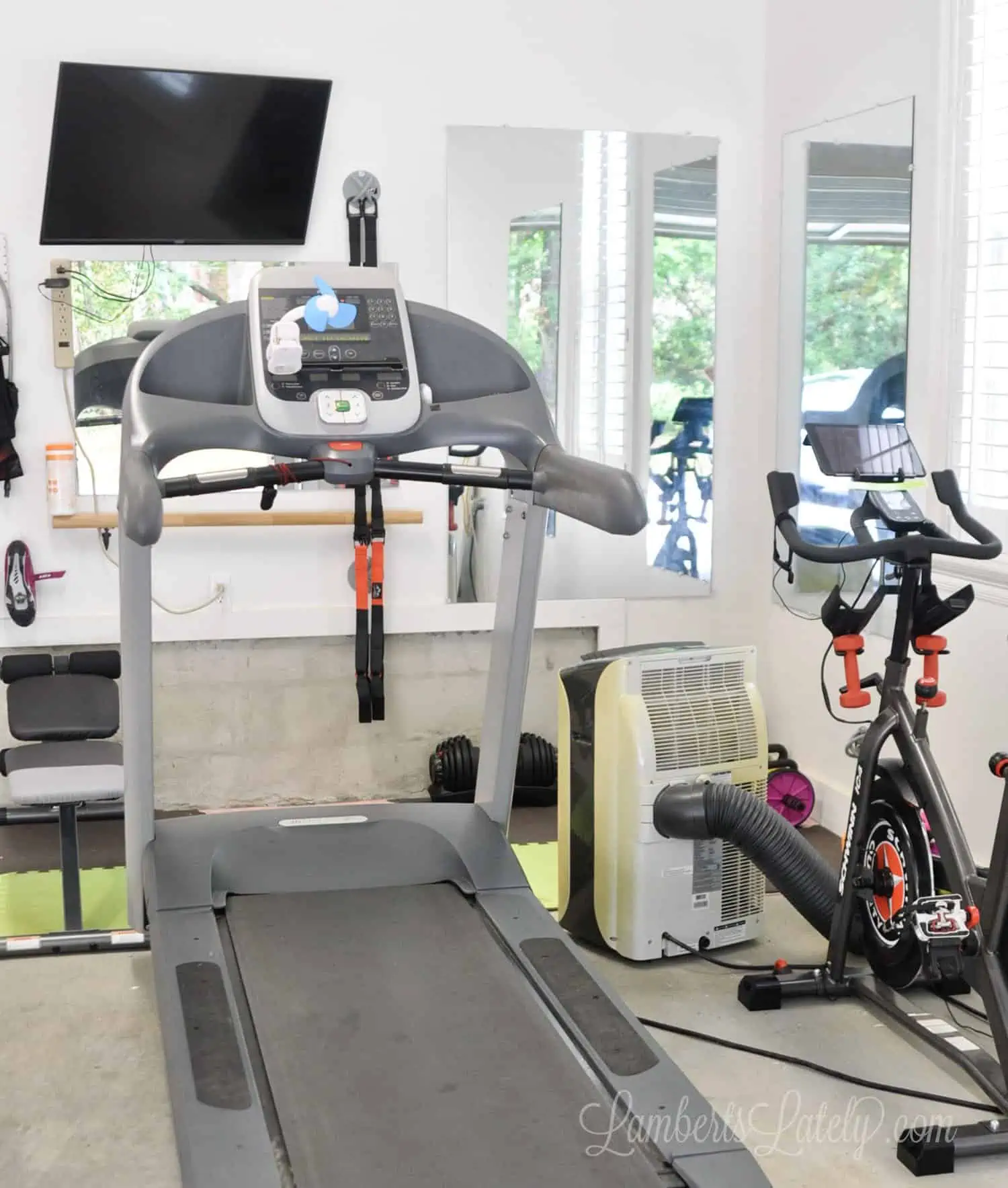 treadmill in a home gym.