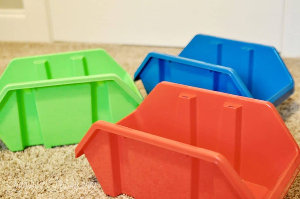 plastic dollar store bins before labeling