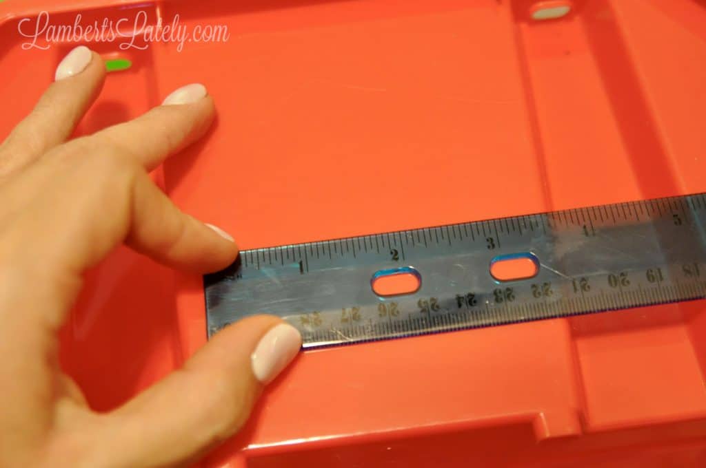 measuring text width on red plastic bin