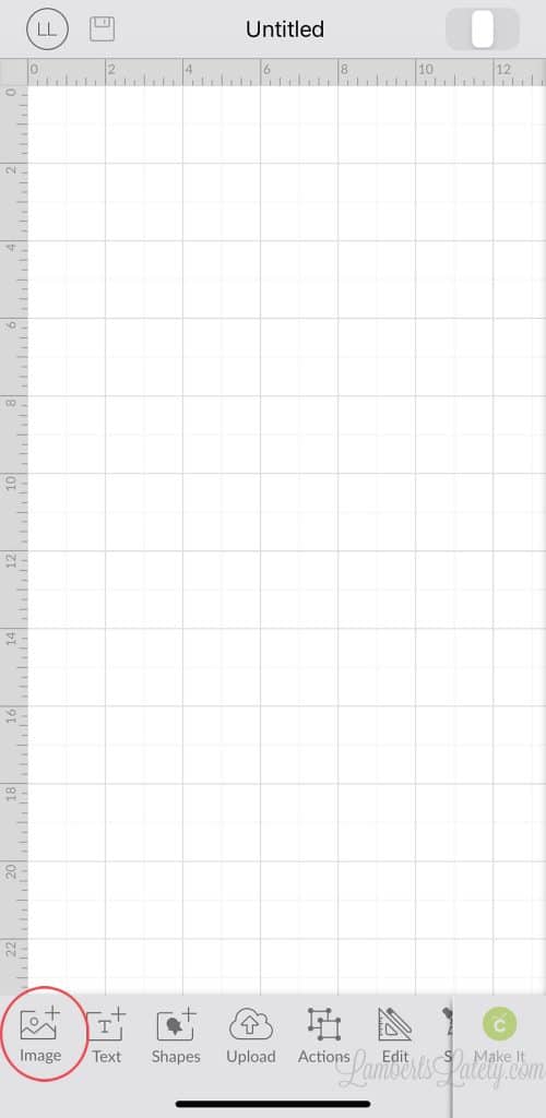 selecting image icon at bottom of screen