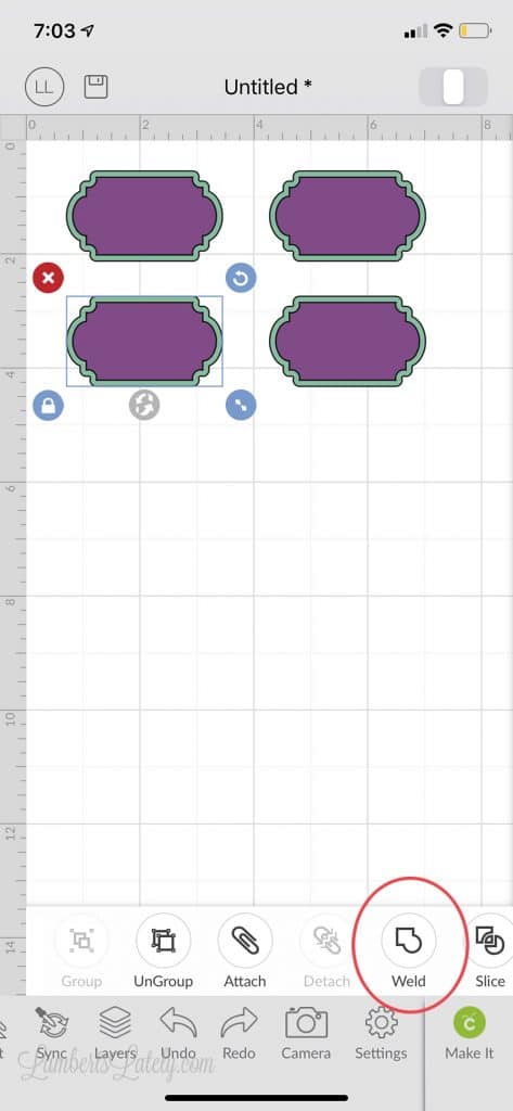 Using weld function on Cricut Design space IOS on iphone