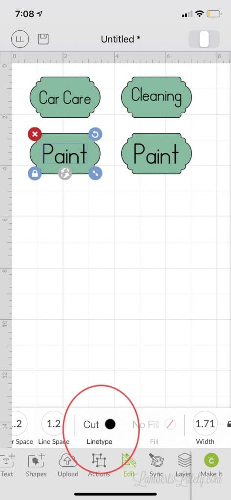 Using cut function on Cricut Design space IOS on iphone