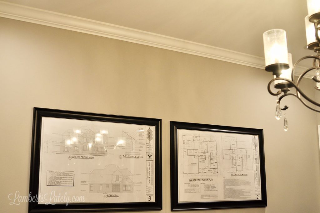 Check out this easy DIY for making existing crown molding look thick! Simply installing additional trim molding and using a faux painting trick makes simple molding look expensive.