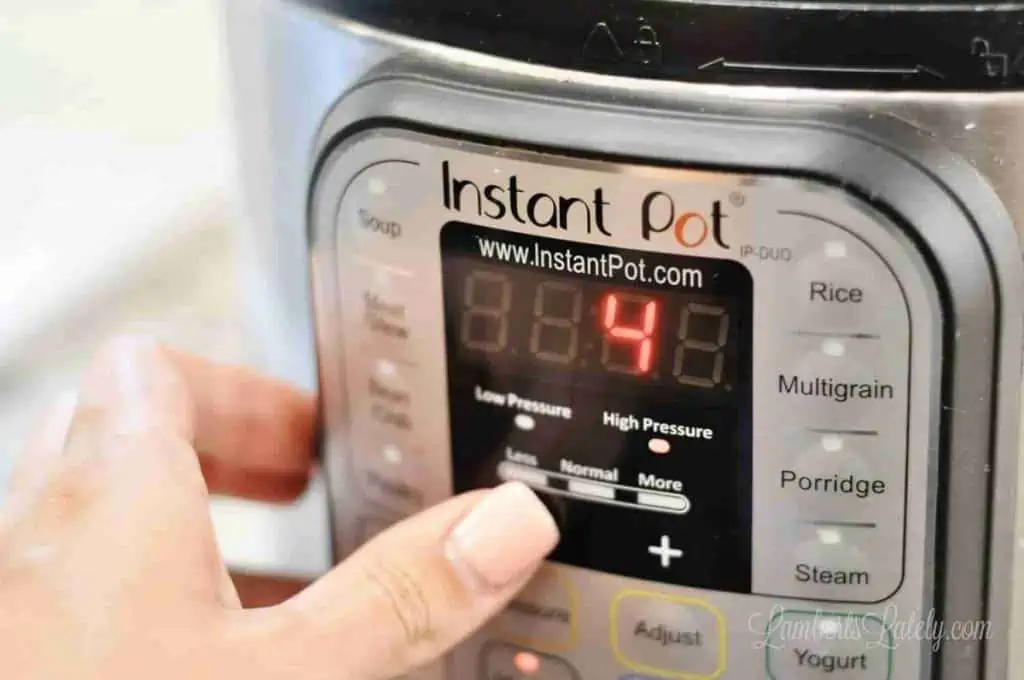 setting an instant pot to 4 minutes