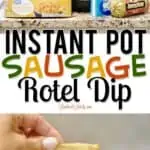 This recipe for Instant Pot Sausage Rotel Dip uses Velveeta, Rotel, cream cheese, and hot breakfast sausage to make an out-of-this-world tailgate appetizer that everyone will love! Can also sub ground beef or chicken for the meat.