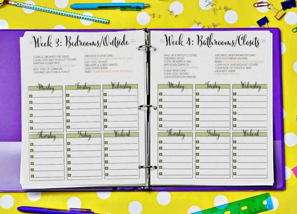 weekly cleaning schedule