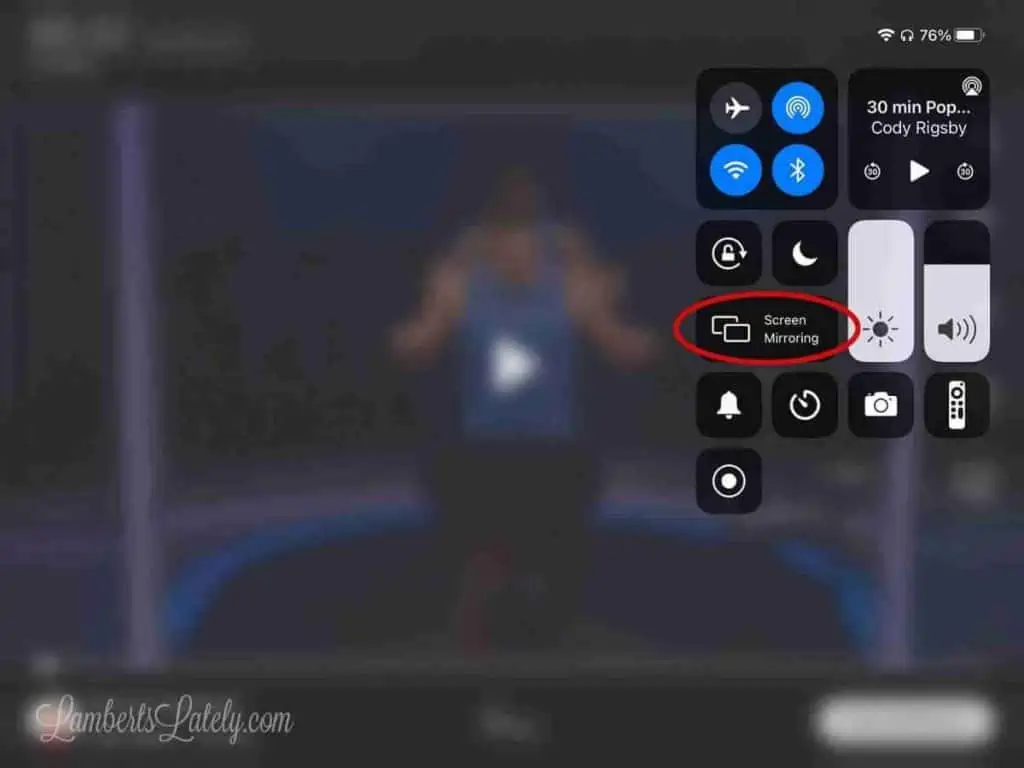 Opening screen mirroring on an iPad.