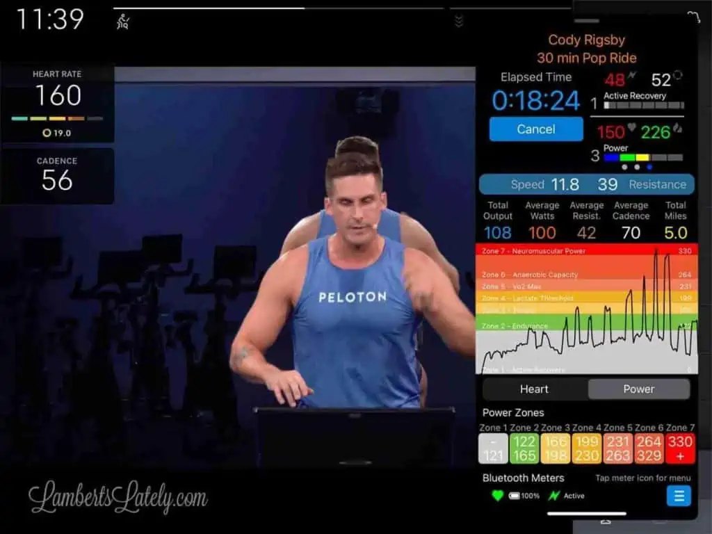 Mpaceline and Peloton apps opened on an iPad.