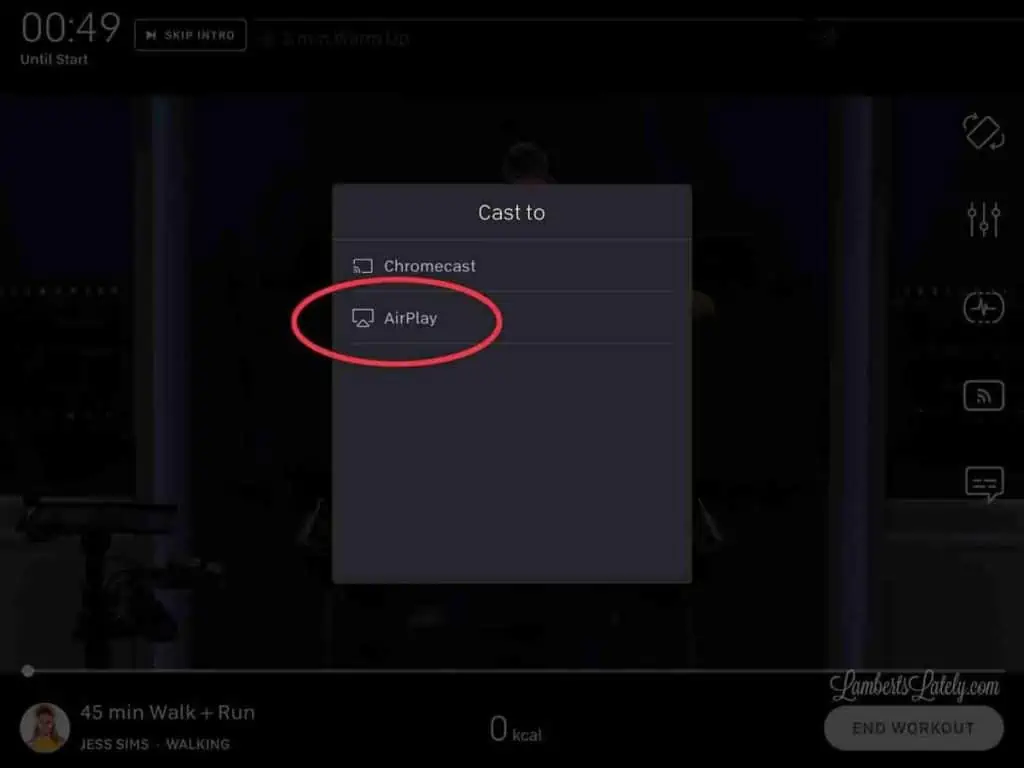 how to airplay a workout from the peloton app on an iPad