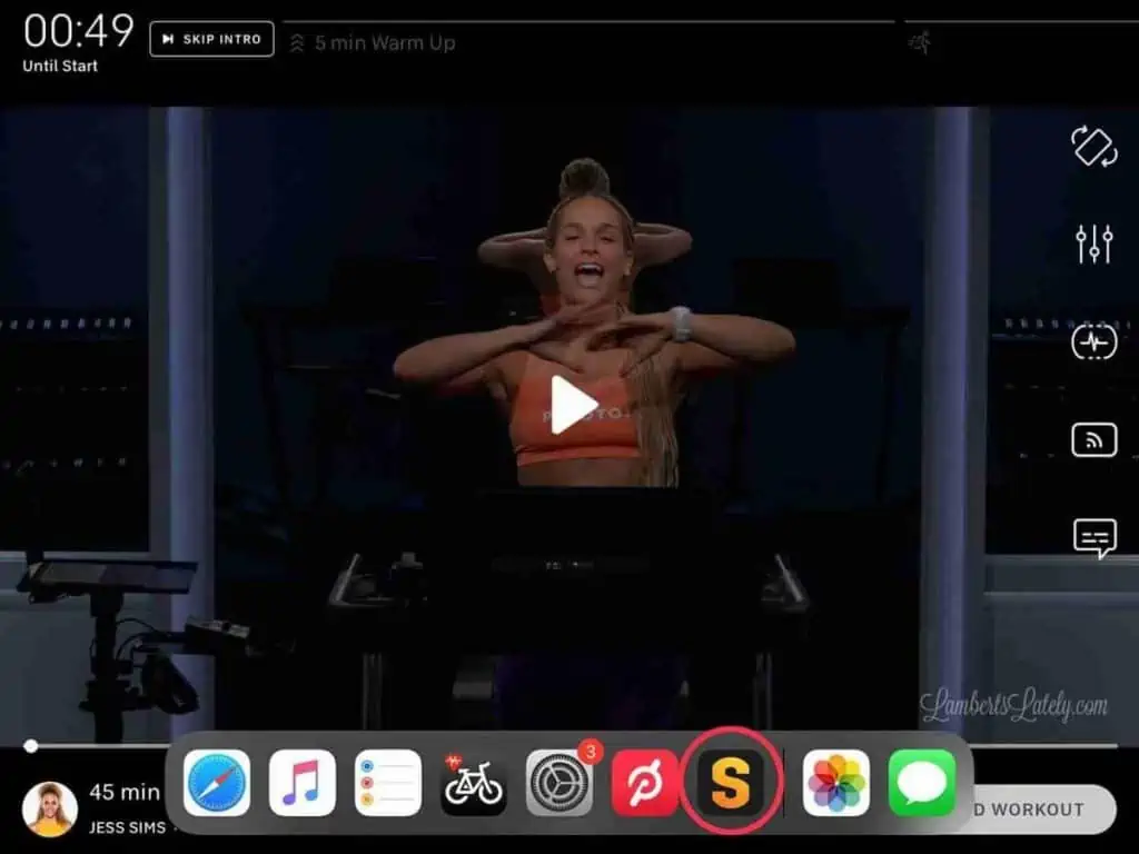 starting a peloton tread workout on an iPad