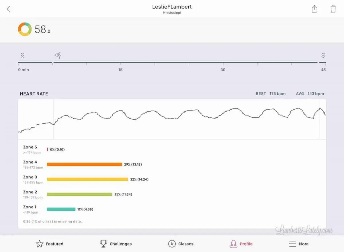 screenshot of Peloton app
