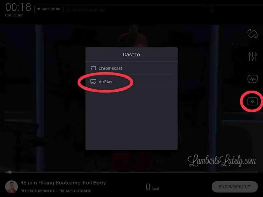using airplay from the peloton app on an iPad