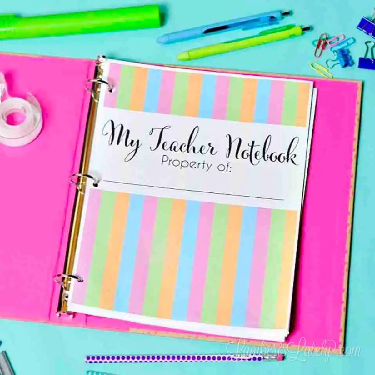 my teacher notebook cover page in a notebook.