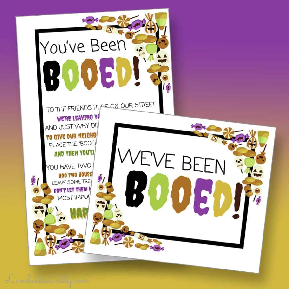 2 you've been booed printables with candy border.
