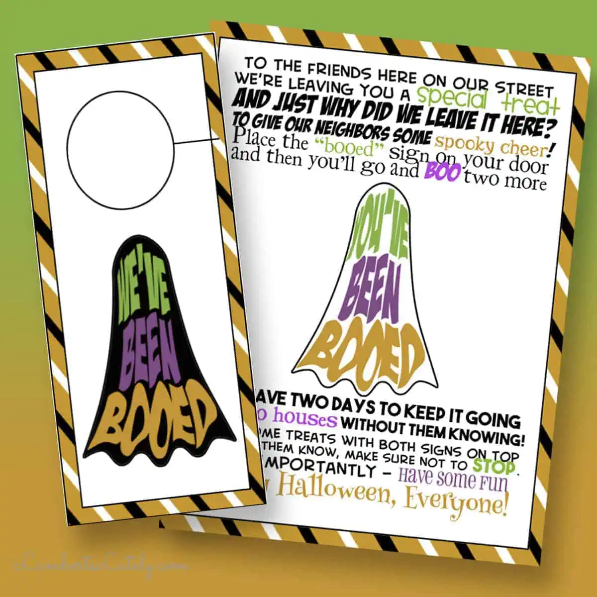 striped set of you've been booed printable pages.
