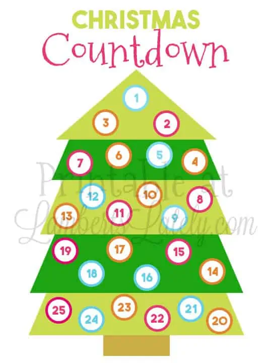 christmas countdown tree printable.