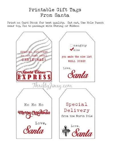santa gift tags.